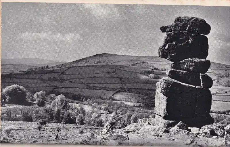 Photograph of Bowermans Nose - from the book “Dartmoor” by EW Martin 1958
