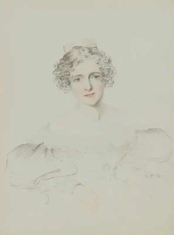 Anna Eliza Bray (née Kempe), chalk portrait by William Brockedon, 1834