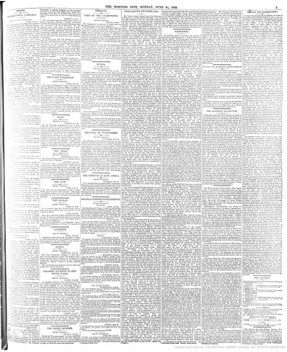 he Full page of the Morning Post for Monday, June 24, 1889