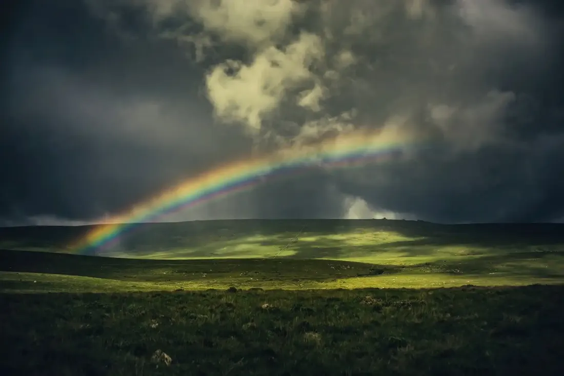 Rainbow - watern tor in the distance