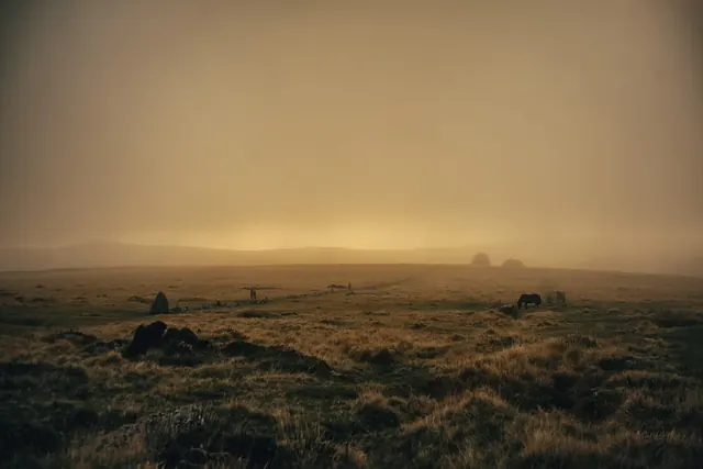 A photograph of a place on Dartmoor; the question asks which