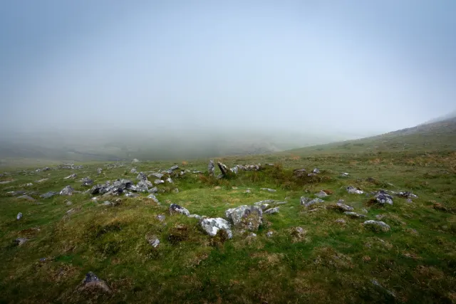Hut circle 430m NE of Ger Tor