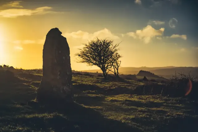 A photograph of a place on Dartmoor; the question asks which