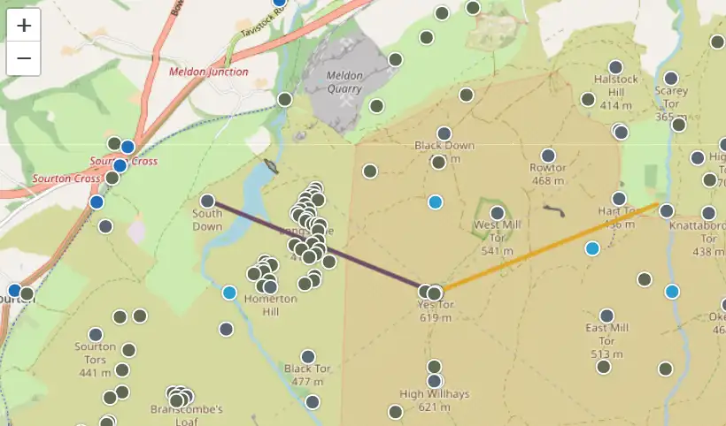 Dartmoor sun and golden hour map